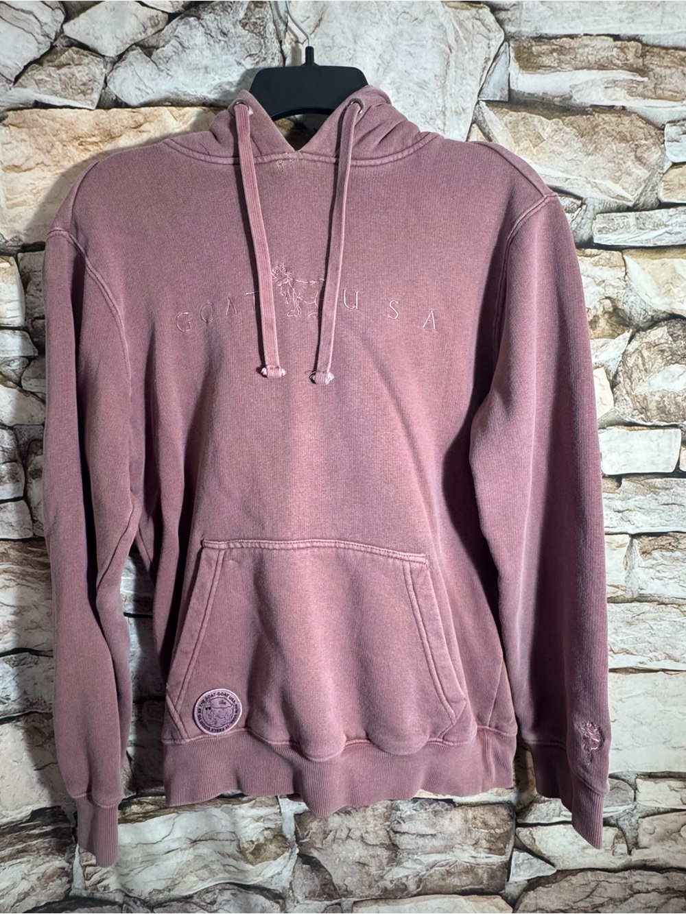 Kids’ Washed Rose Pullover Hoodie with Subtle Embroidery